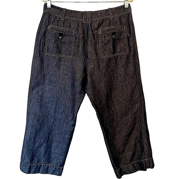 Talbots Straight Leg Lightweight Linen Blend Cropped High Rise Coastal Jeans 12P - Picture 3 of 12